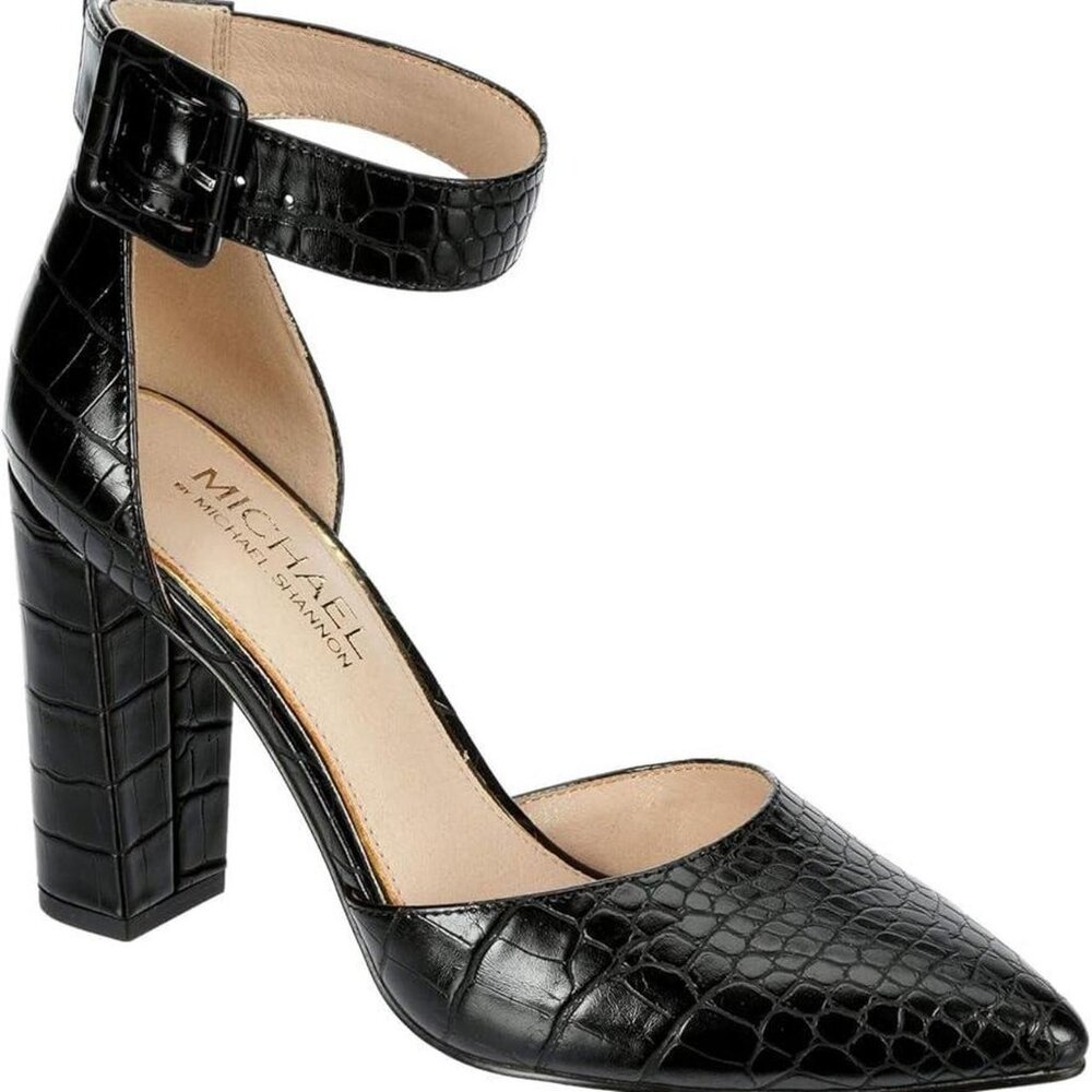Pointed closed toe black heels